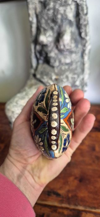 Antyk ręcznie malowany alpejski ceramiczny dzwonek Emaux de Thoune
