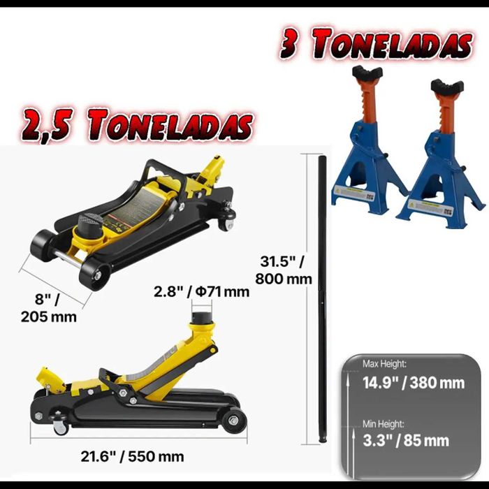 D16-KIT Macaco 2,5T 85mm a 380mm + Preguiças 3T 85mm a 380mm