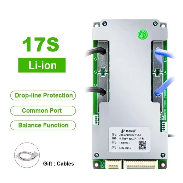 Smart BMS JBD 17S 60V 120A Li-ion, LiFePO4 смарт бмс