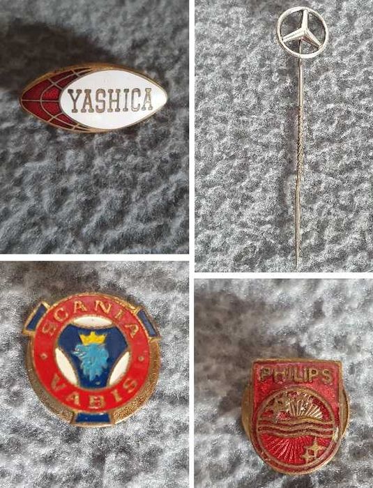 Pin's / Alfinete de lapela antigos: Mercedes, Yashika, Philips, Scania
