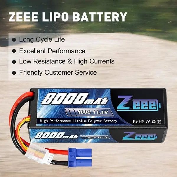 Комплект з 2 акумуляторів Zeee 11.1V 8000mAh 3S Lipo100C з роз’ємомEC5