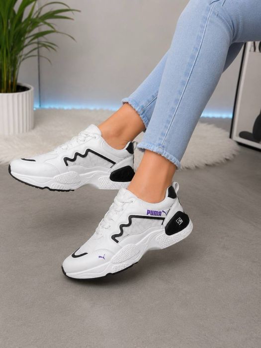 Последняя пара! Женские кроссовки Puma белые | Размер 38 (стелька 24 см) | Легкие повседневные кроссовки
