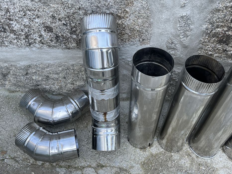 Conjunto de vários tubos de chaminé INOX + acessórios