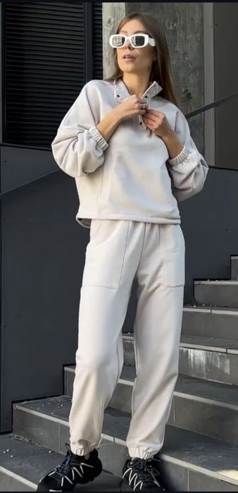Спортивний костюм світлий беж zara худі на затяжках джогери  molino
