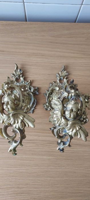 2 Ganchos antigos em latão para prender reposteiros