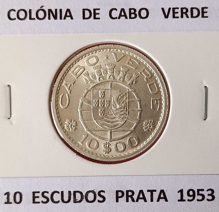 Moeda portuguesa 10 escudos Prata Ex colónia Portuguesa de Cabo Verde