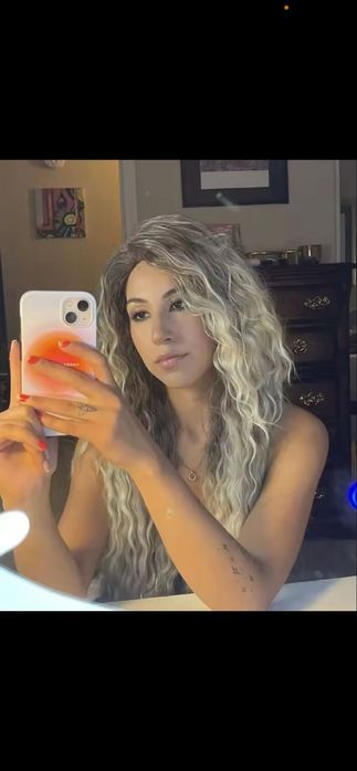 Длиный афро парик волнистый русый блонд