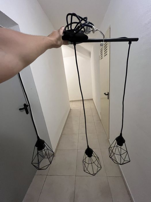 Candeeiro de metal com 3 peças