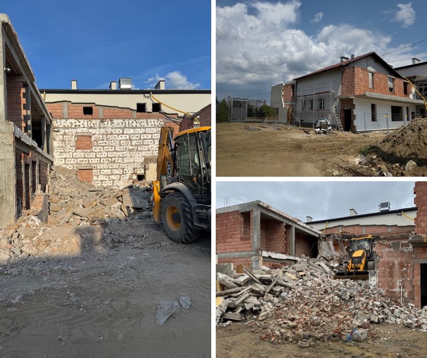 Usługi koparko-ładowarka, wyburzenia i rozbiórka budynków