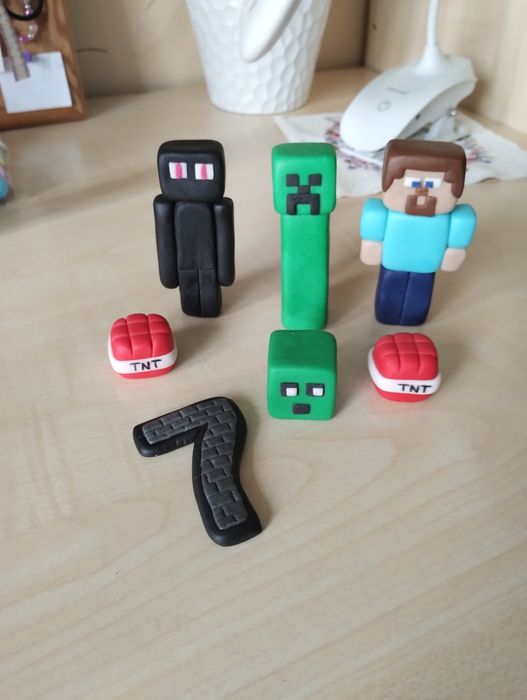 Minecraft figurki ozdoby na tort z masy cukrowej