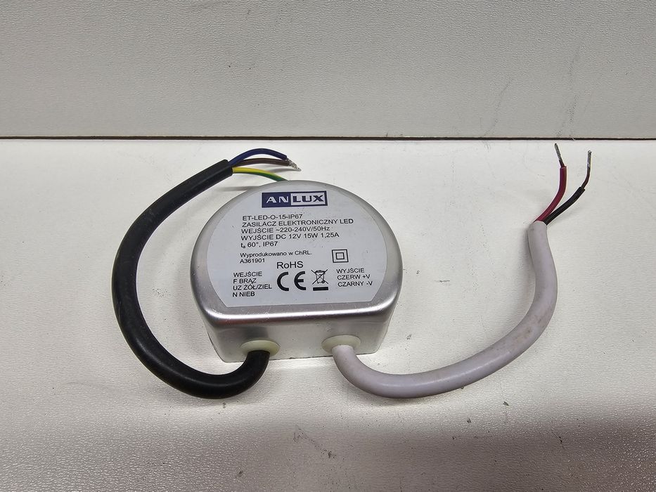 Zasilacz elektroniczny LED ANLUX ET-LED-O-15-IP67 12V DC 1.25A