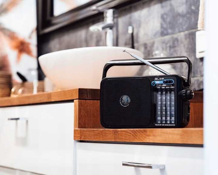 Radio AM/FM Kuchenne Przenośne, Baterie R20, Mini Jack, Antena