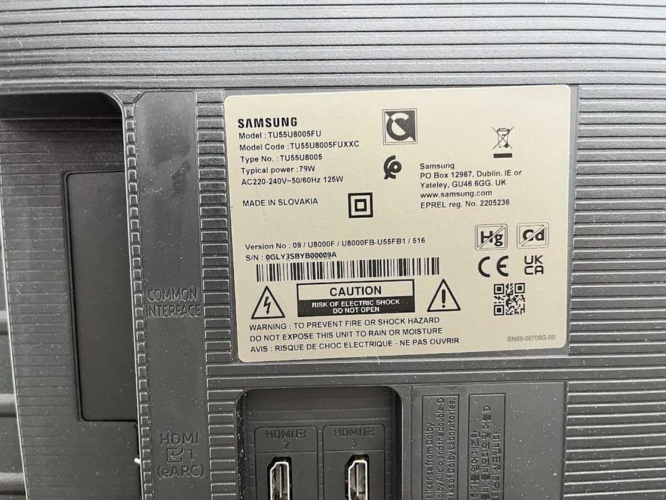 Samsung 55" Crystal UHD (TU55U8005) - Para Peças / Componentes