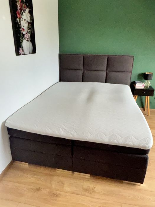 Łóżko kontynentalne 160x200 BRW, czarne, z pojemnikiem