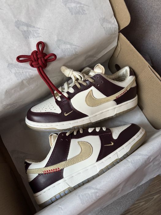Nike Dunk Low LX Maroon White жіночі кросівки найк данк бордові
