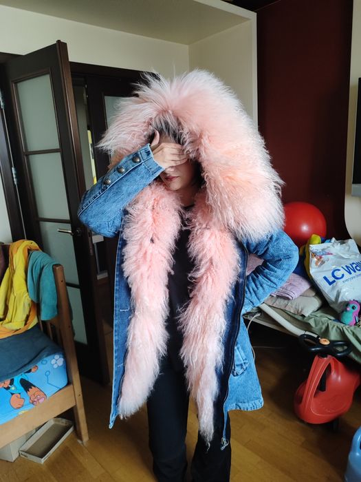 Парка нова зимова Mila nova р.36-38 джинсова з натуральним хутром