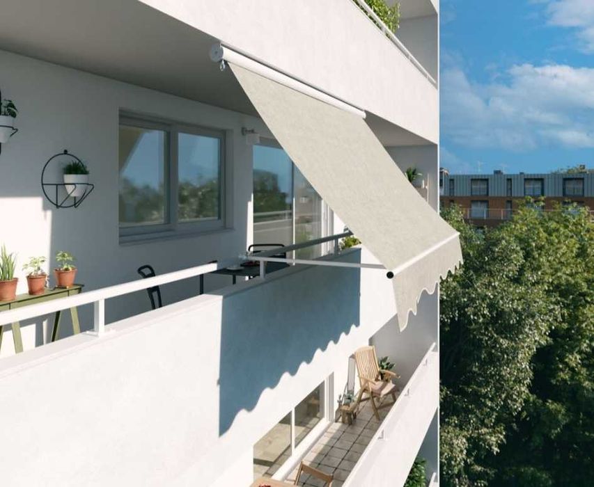 toldo manual semi caixa 2.5x2.5cm beje