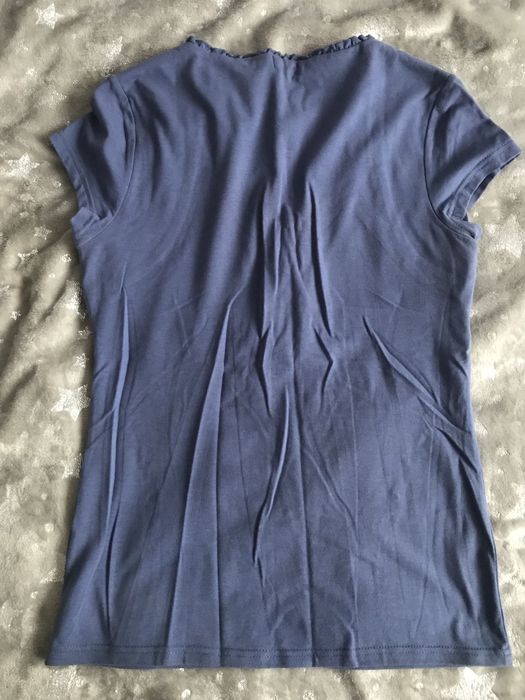 Niebieska koszulka bluzka t-shirt falbanka rozm. 40 L #1