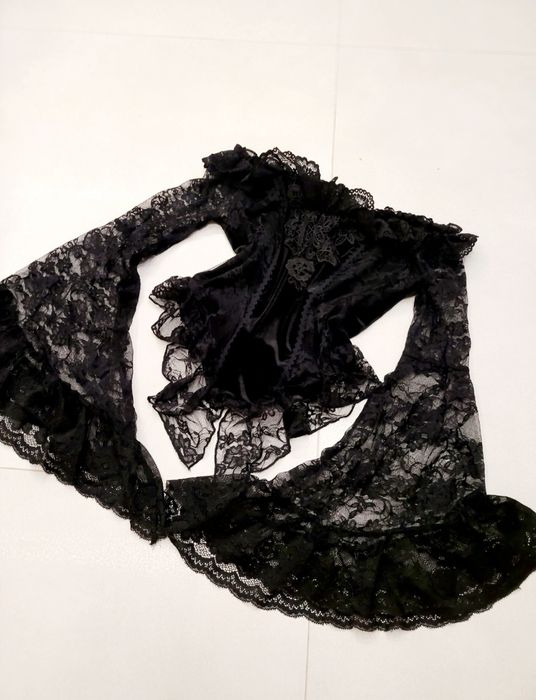 Nowa aksamitna czarna gotycka bluzka szerokie rękawy  Alternativ  goth