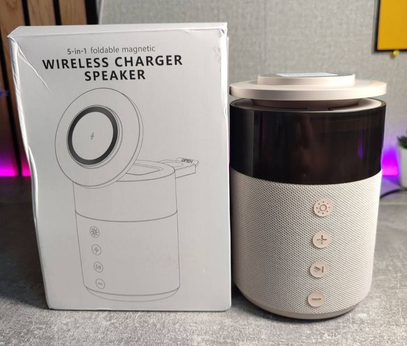Беспроводная зарядная Bluetooth-колонка MagSafe 5-в-1 с теплым ночником