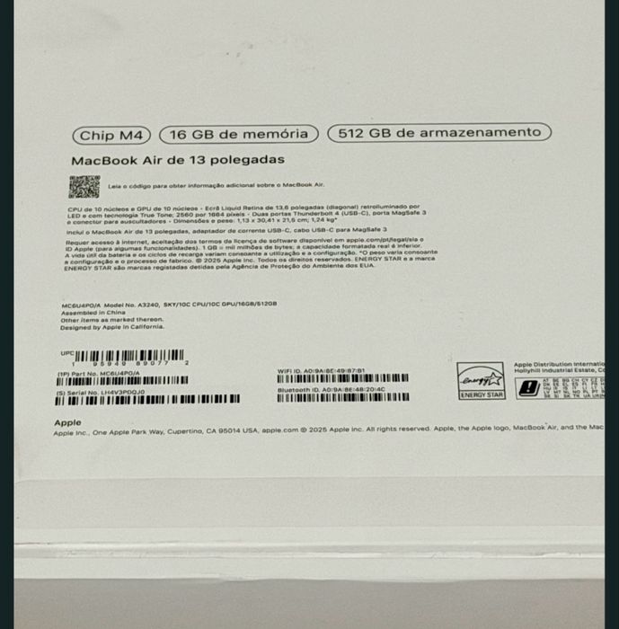 MacBook Air 2025 M4 13" 512gb c/ garantia