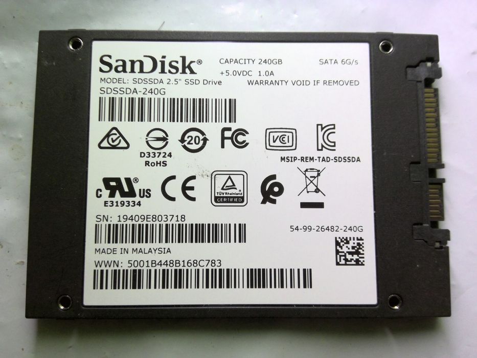 Sandisk 240GB 2.5" SATA III SSD накопичувач (SDSSDA-240G) ссд 240гб сандиск