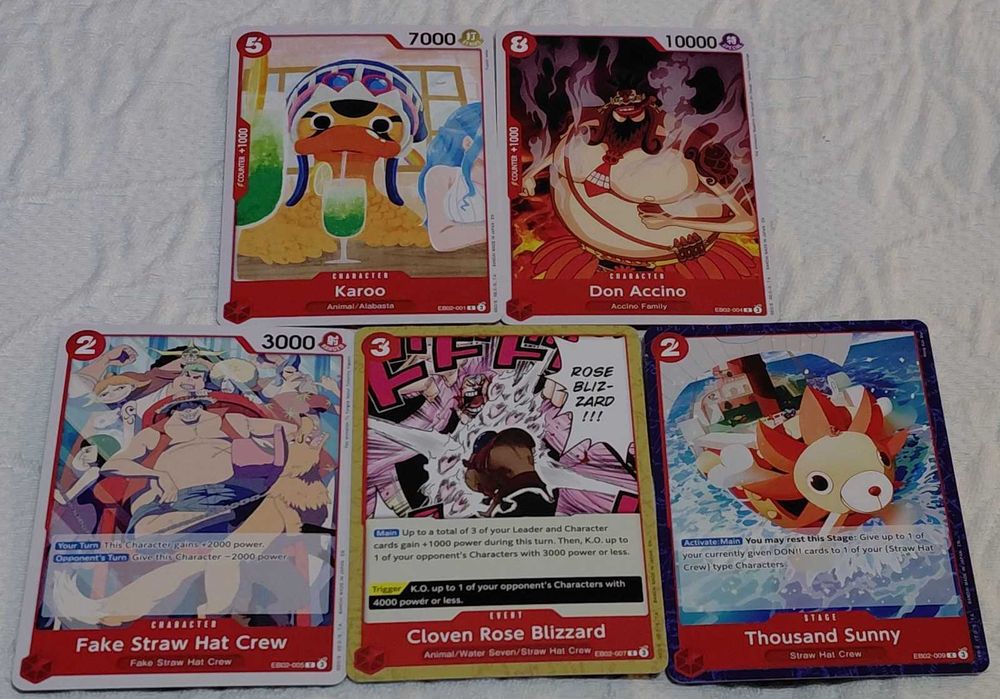 lote de 34 cartas one piece tcg eb02