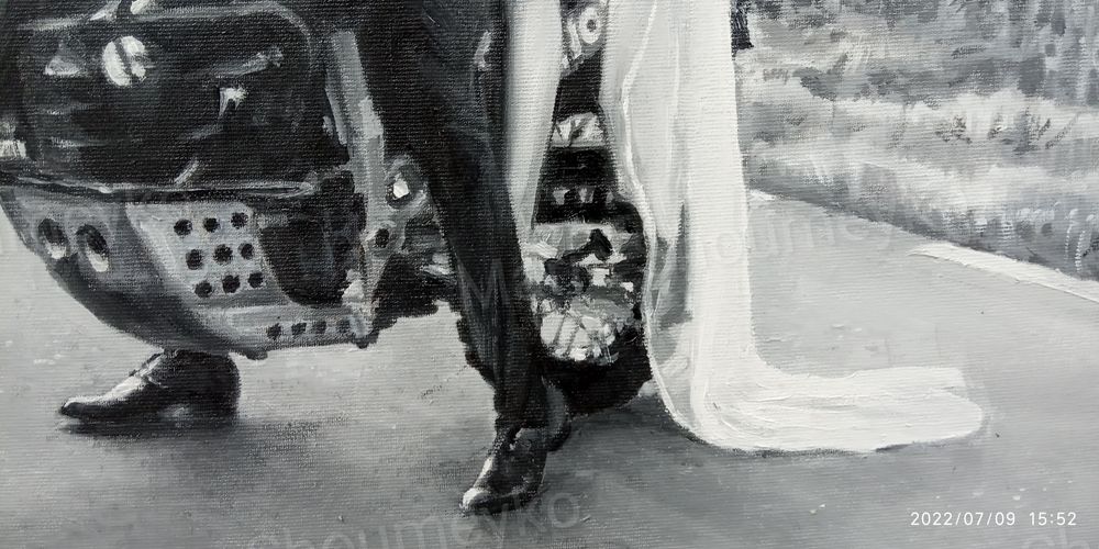 Portret ślubny.. Obraz olejny na płótnie. Prezent na rocznicę ślubu.