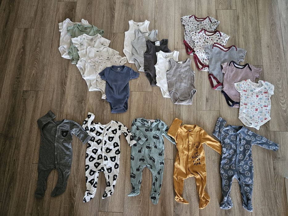 Wielka paka dla chłopaka 21szt. pajacyki, body bez rękawów, krótki 68