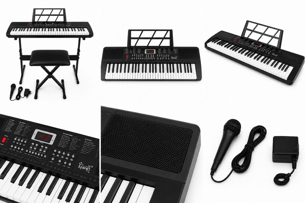 Keyboard elektroniczny 61 klawiszy + statyw + stołek + mikrofon NOWY