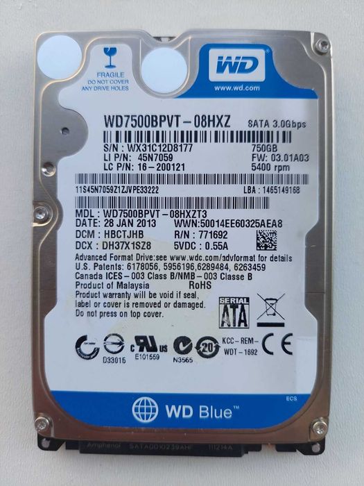 Жорсткий диск Western Digital Blue 750GB, 2.5