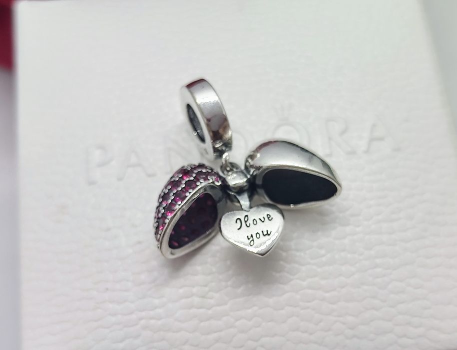 Charm's otwierane serce dwustronny S925 zawieszka