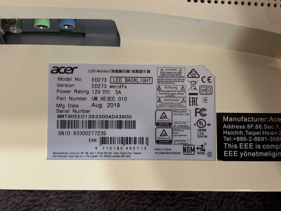 Монітор Acer ED273 запчастини