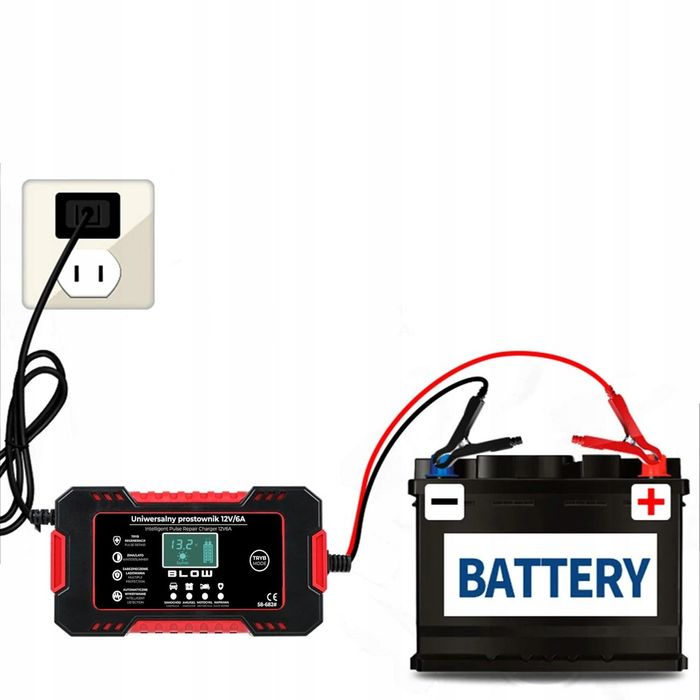 ŁADOWARKA elektroniczna akumulatora 12V 6A LCD wyświetlacz