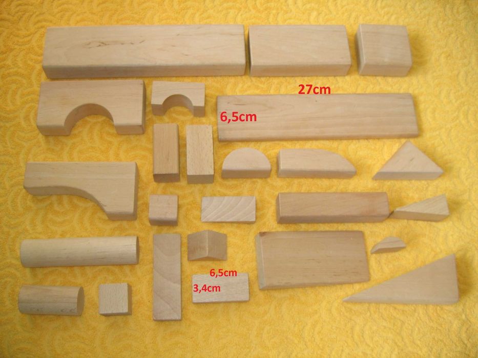 94 sztuki - DREWNIANE KLOCKI IKEA w torbie - przeróżne - stan idealny