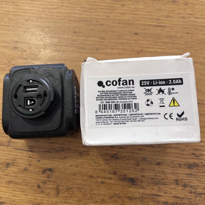 Bateria recarregável p/ tesouras de podar 25V 2.0Ah Cofan - NOVO