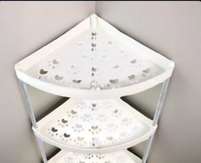 Біла кутова поличка для ванни 4 яруси 85х28х22см на колесах