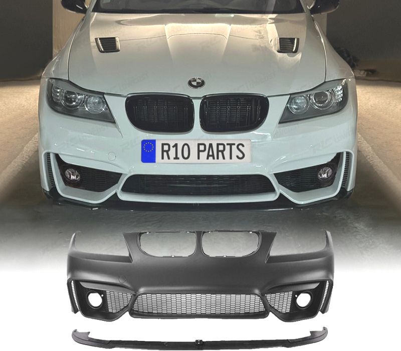 PARA-CHOQUES FRONTAL BMW E90 E91 LCI 08-12 LOOK M4 GRELHAS NEVOEIRO + SPOILER LIP