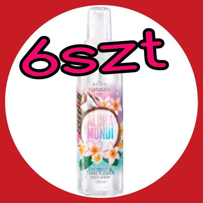 Avon mgiełka zapachowa ALOHA MONOI kokos i kwiat tahiti 100ml. 6szt.