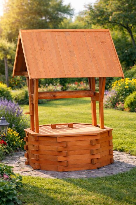 Drewniana Ozdobna Studnia do Ogrodu Obudowa z Drewna na Studnię Pompę