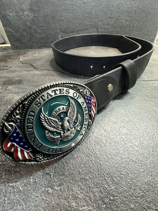 Męski pas  skórzany handmade "Nero Black" 40mm z klamrą USA | Leather Wood