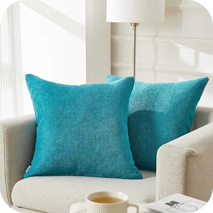 Poszewki Dekoracyjne Szenilowe 2 sztuki 50x50 cm Morske Niebieskie