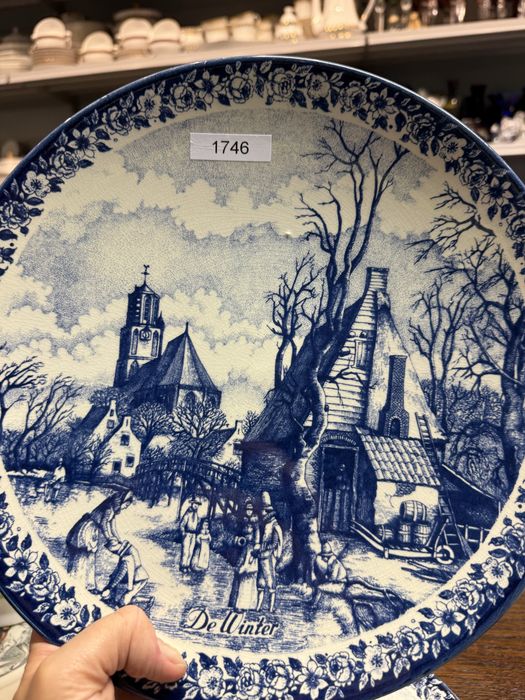 Duży kolekcjonerski talerz Delfts Blaus Holandia Kobalt fajans 1746