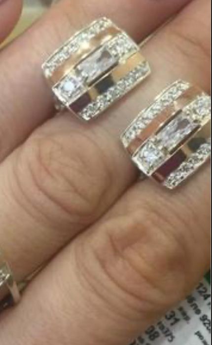 Серебряні серги з золотими пластинами