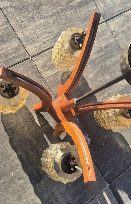 Lampa żyrandol prl zabytek klosz