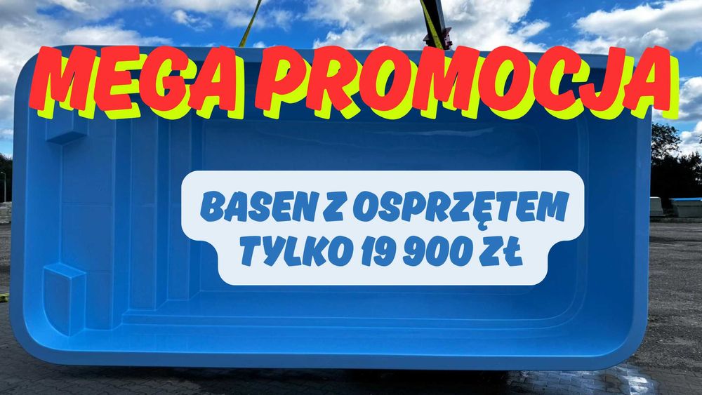 MEGA PROMOCJA, Basen poliestrowy SARAGOSSA 6 X 3X X1,5 z osprzętem !!