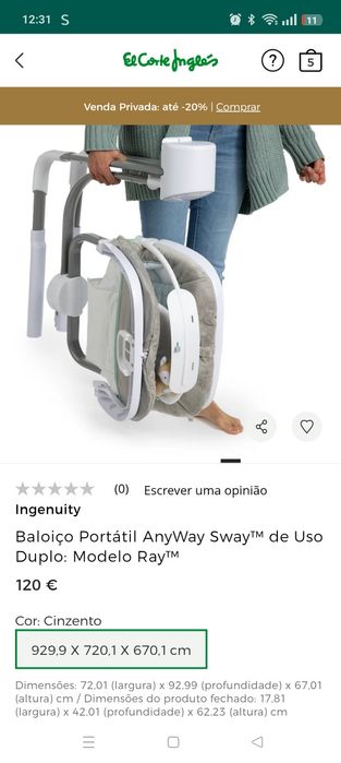 Espreguiçadeira elétrica ingenuity como nova
