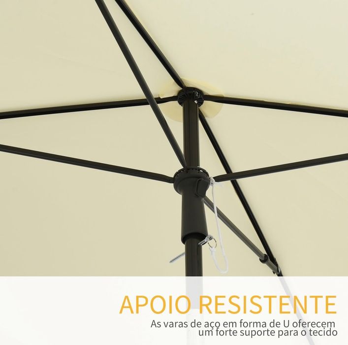 Chapéu de Sol Retangular de Jardim Outsunny com base