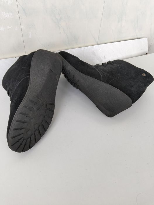 Ботинки женские, демисезонные, замшевые, черные