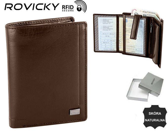 duży, skórzany portfel męski bez zapięcia - rovicky